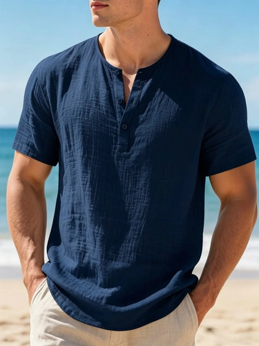 Shirt uomo cotone henley - t-shirt,